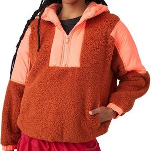 Free People Lead the Pack Pullover Fleece - Neon Coral - NWT - Small